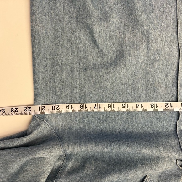 Christopher & Banks Vintage Denim Snap button Holiday Snowflake Button Up M - Picture 5 of 13